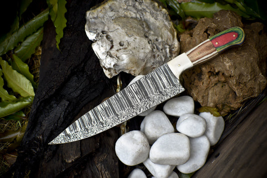 Hand Forged Twist Damascus Chef Knife with Hard Wood Handle – Tactical & Rare
