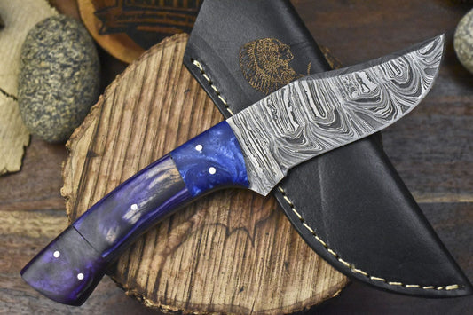 Hand Forged Twist Damascus Skinner Knife 9" Hardwood Handle Tactical Hunting Tool