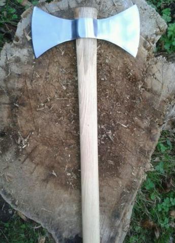 Hand Forged Viking Axe &amp; Steel Axe Double Bladed Viking Tomahawk with Hickory Handle