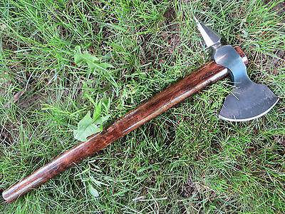 Hand Forged Viking Spike Tomahawk with Curly Walnut Handle and Harness