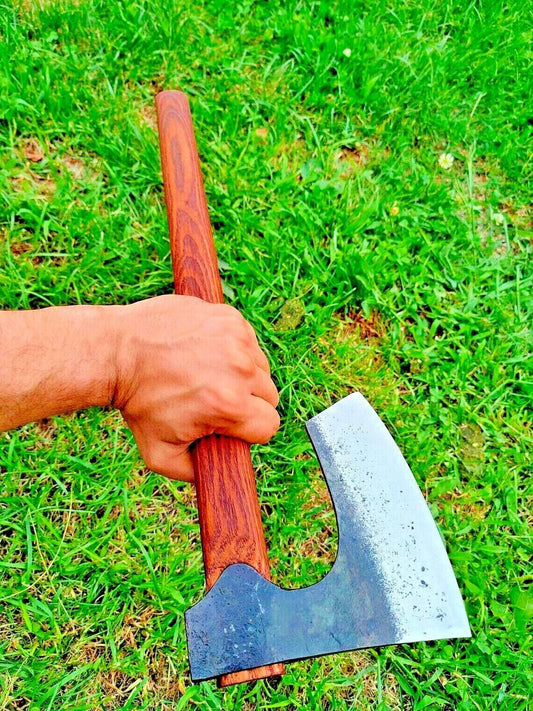 Hand Made Carbon Steel Viking Axe – Hunting Camping Outdoor Tool with Leather Sheath