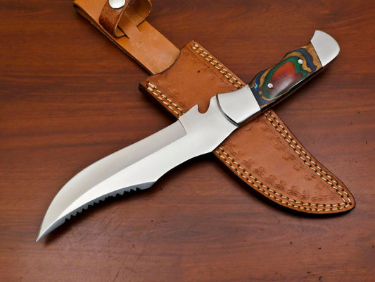 Hand Made D2 Steel 14-Inch Full Tang Bowie Hunting Knife – Steel Guard