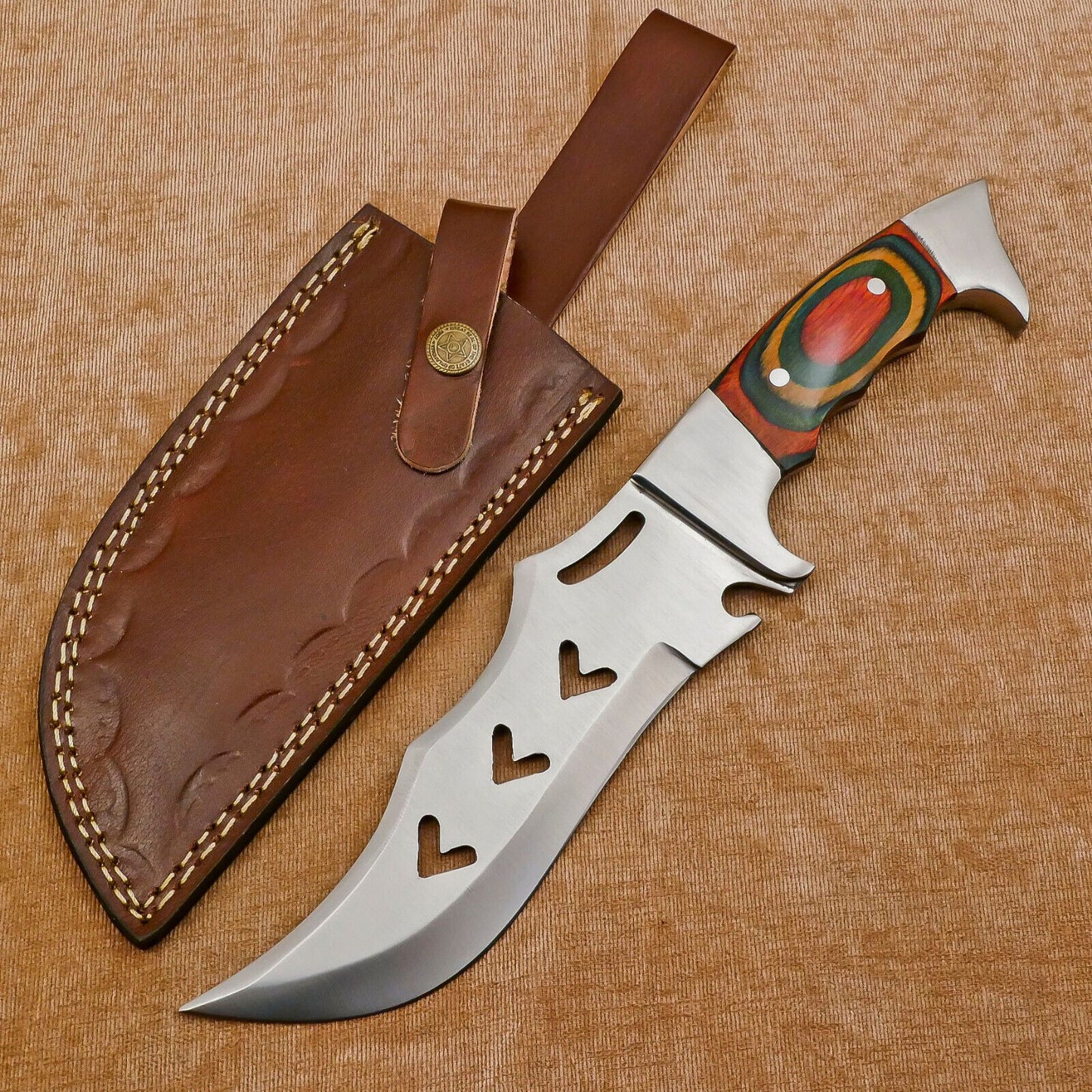 Hand Made D2 Steel Full Tang 14-Inch Bowie Hunting Knife – Steel Guard