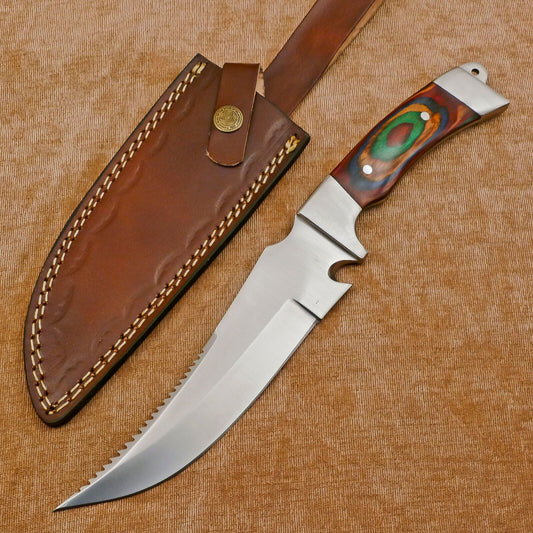 Hand Made D2 Steel Full Tang 12-Inch Bowie Hunting Knife – Steel Guard