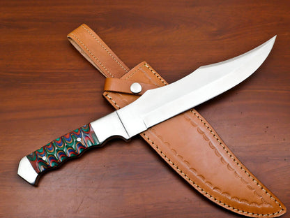 Hand Made D2 Steel Full Tang 14-Inch Bowie Hunting Knife – Steel Guard