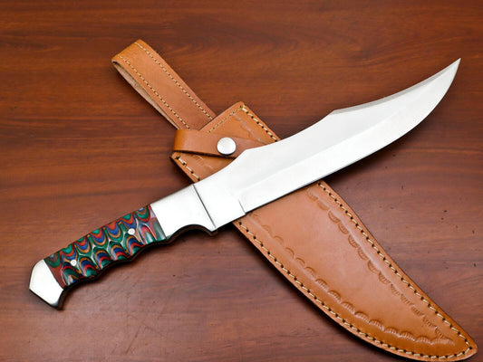 Hand Made D2 Steel Full Tang 14-Inch Bowie Hunting Knife – Steel Guard