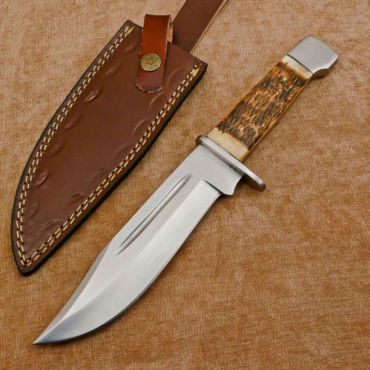 Hand Made D2 Steel Full Tang 14-Inch Bowie Hunting Knife – Steel Guard
