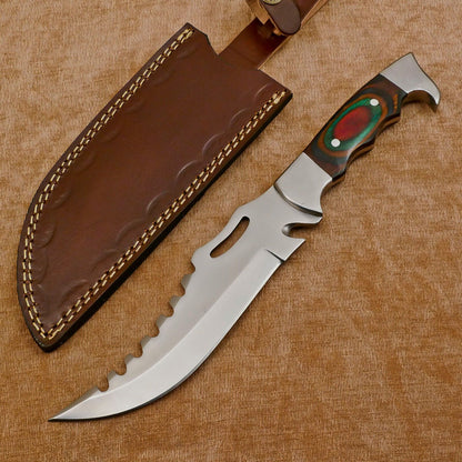 Hand Made D2 Steel Full Tang Bowie Hunting Knife – Steel Guard, Premium Blade