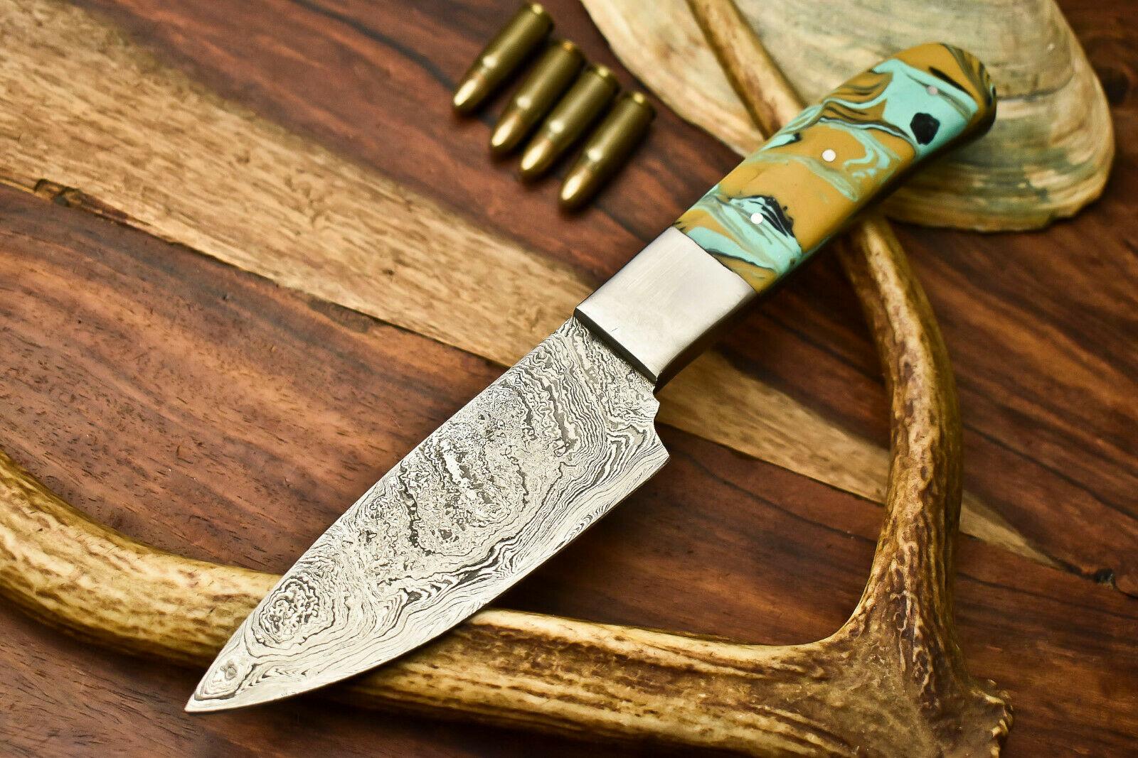 Hand Made Damascus Chef Knife Full Tang Damascus Steel Blade with Corian Handle