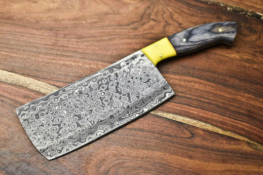 Hand Made Damascus Steel Blade Chef Kitchen Full Tang Chopper Knife 