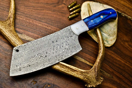 Hand Made Damascus Steel Blade Chef Kitchen Full Tang Chopper Knive 