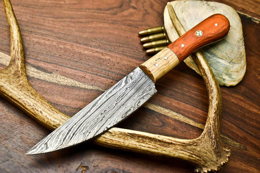 Hand Made Damascus Steel Blade Chef Kitchen Full Tang Knife | Hard Wood