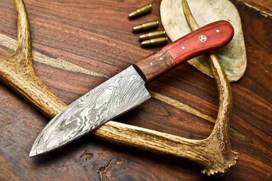 Hand Made Damascus Steel Blade Chef Kitchen Full Tang Knife  With Hardwood Handle 
