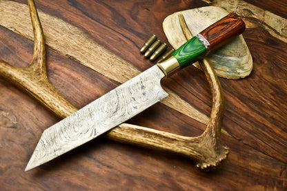 Hand Made Damascus Steel Blade Chef Knife | Hard Wood 