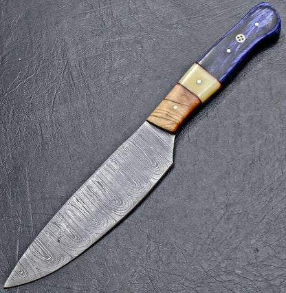  Hand Made Damascus Steel Chef Kitchen Knife with Wood Handle Damascus chef knife 