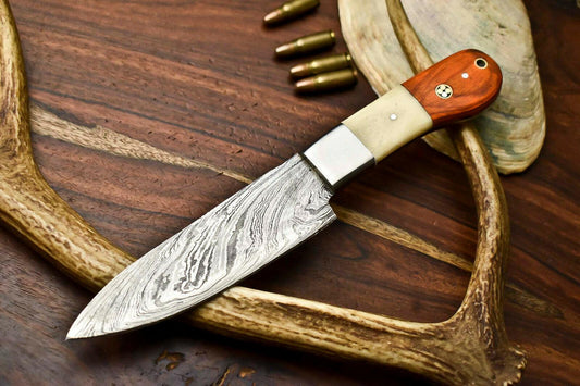 Hand Made Damascus Steel Chef Knife Full Tang Kitchen Knife With Camel Bone Handle 