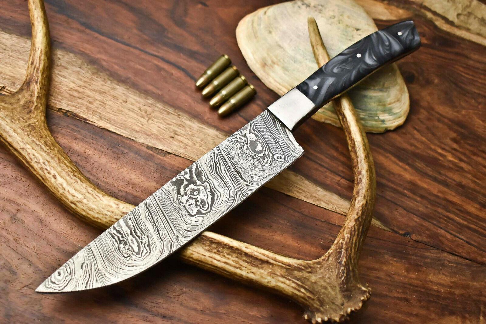  Hand Made Damascus Steel Chef Knife with  Resin Handle Full Tang Custom Kitchen Knife