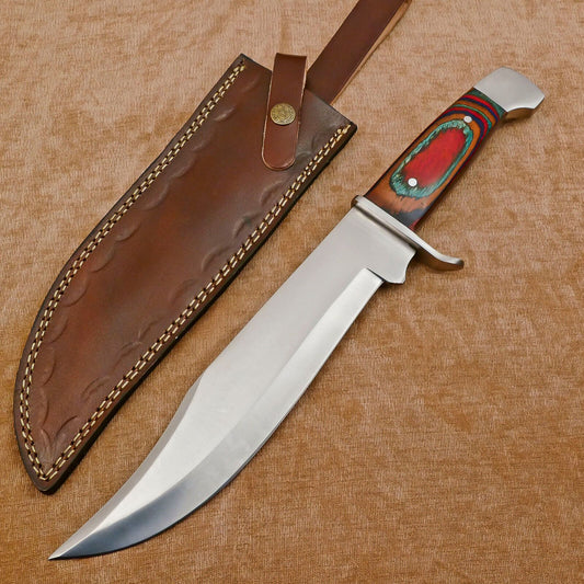 Hand Made D2 Steel Full Tang 14-Inch Bowie Hunting Knife – Steel Guard