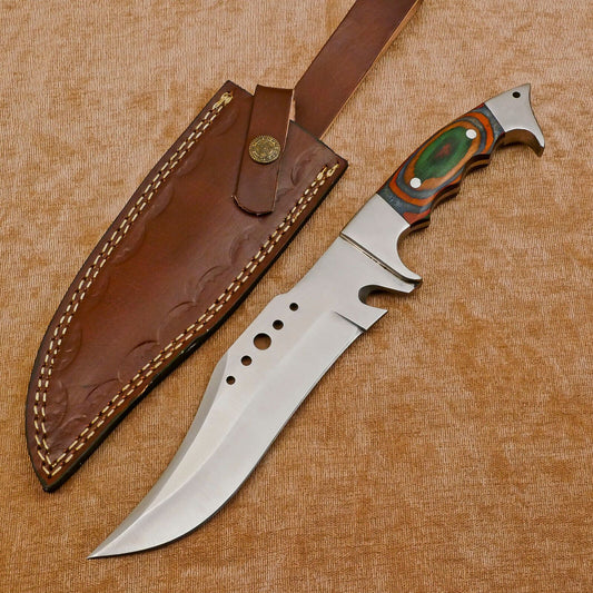 Hand Made D2 Steel Full Tang 14-Inch Bowie Hunting Knife – Steel Guard