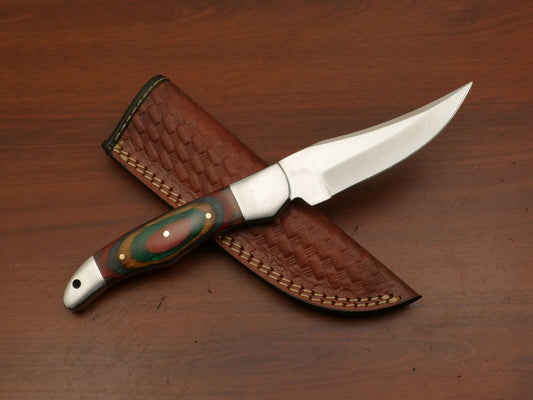 Handcrafted AUS-8 Skinner Knife | Hardwood Handle & Steel Bolster | Heritage Forge Outdoor Knife