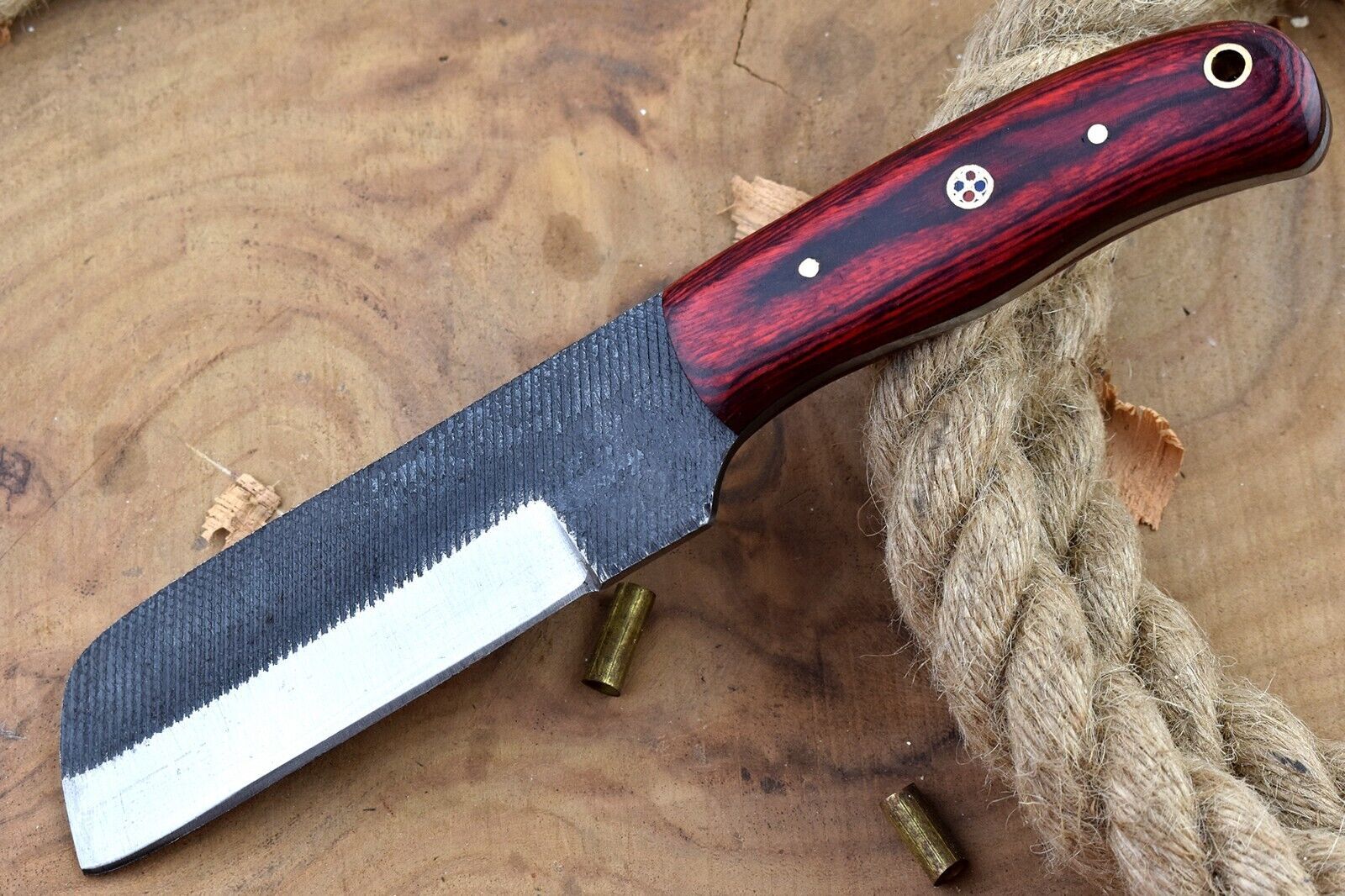 Handcrafted Carbon Steel Bull Cutter Knife With Sheath Custom Bull Cutter Knife for Hunting