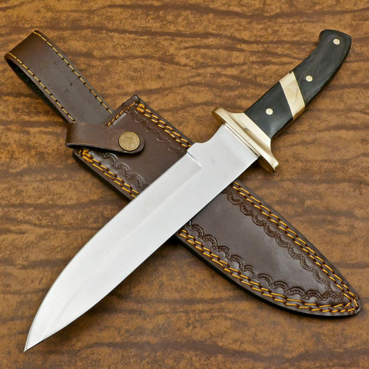 Handcrafted D2 Steel Full Tang Bowie Knife | Hunting & Camping with Pakka Wood Handle