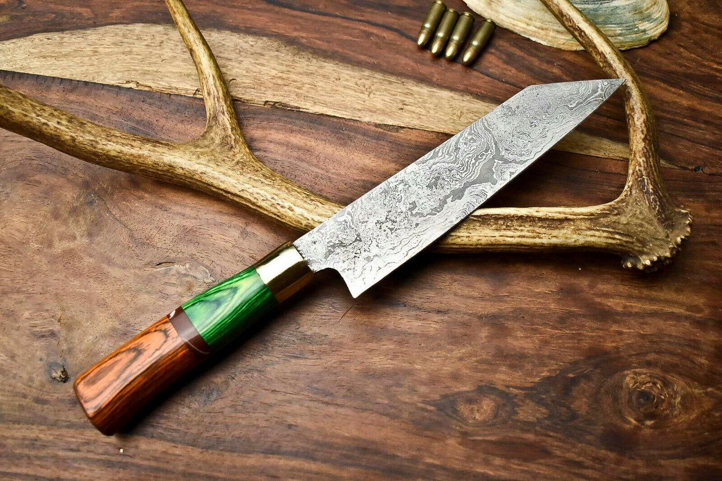  Handcrafted Damascus Chef Knife  Full Tang Damascus Steel Blade with Hardwood Handle