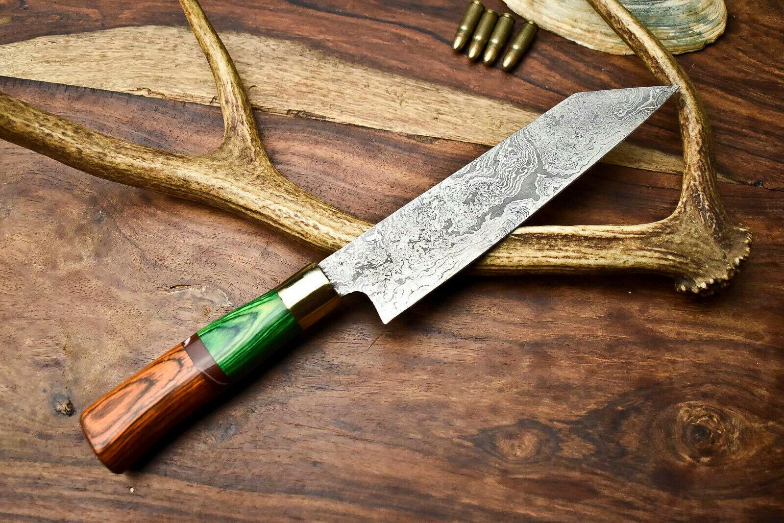  Handcrafted Damascus Chef Knife  Full Tang Damascus Steel Blade with Hardwood Handle