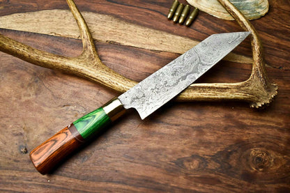  Handcrafted Damascus Chef Knife  Full Tang Damascus Steel Blade with Hardwood Handle