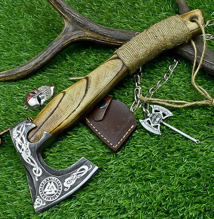 Handcrafted Viking Tomahawk Axe – J2 Steel Blade with Leather Sheath