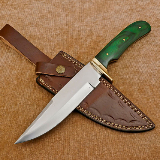 Handmade 12-Inch D2 Clip Point Blade Full Tang Bowie Hunting Knife with Sheath