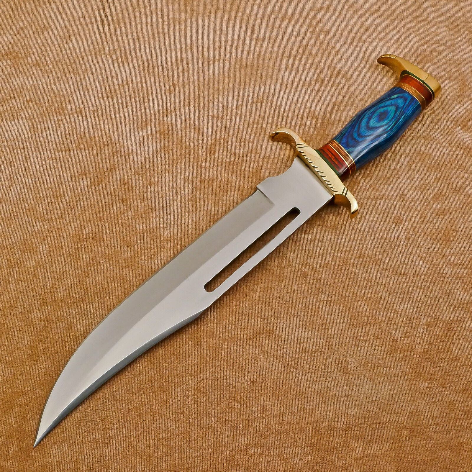 Handmade 12-Inch D2 Clip Point Fixed Blade Hunting Bowie Knife with Sheath