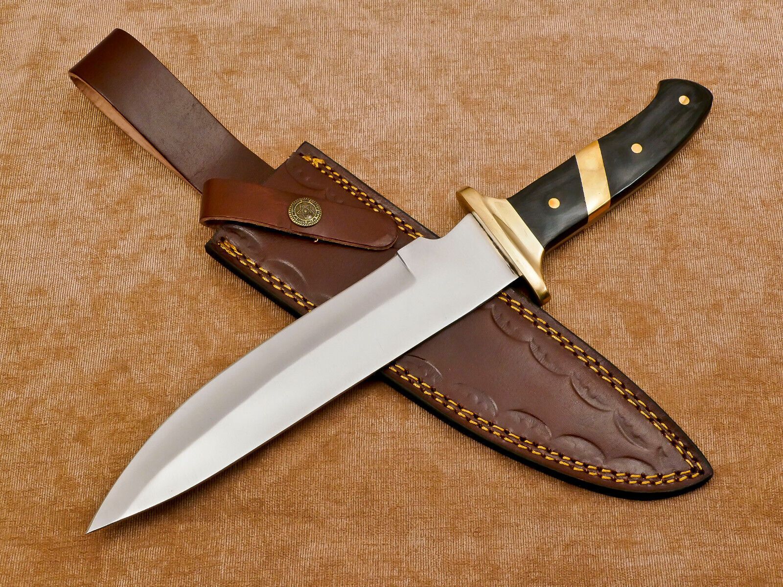 Handmade 12-Inch D2 Drop Point Full Tang Bowie Hunting Knife with Sheath