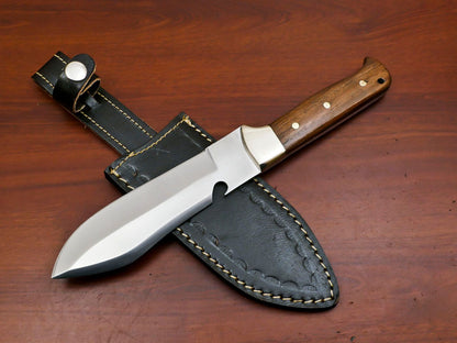 Handmade 12" D2 Steel Full Tang Bowie Knife With Rosewood Handle