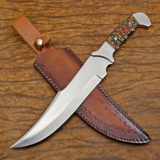 Handmade 12" D2 Steel Full Tang Bowie Knife With Wood Handle Tactical Bowie Knife