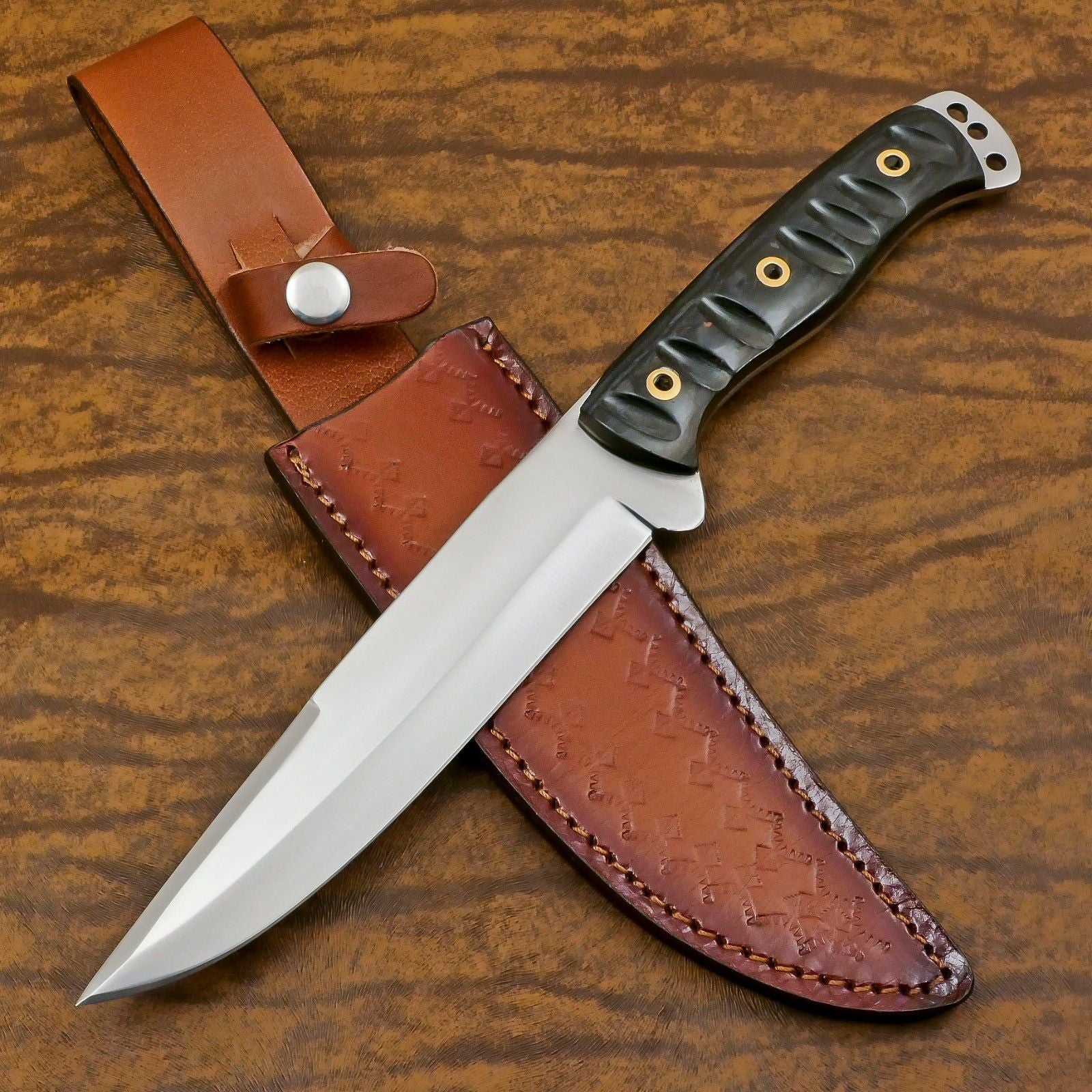 Handmade 12"D2 Steel Full Tang Bowie Knife with Pakka Wood Handle