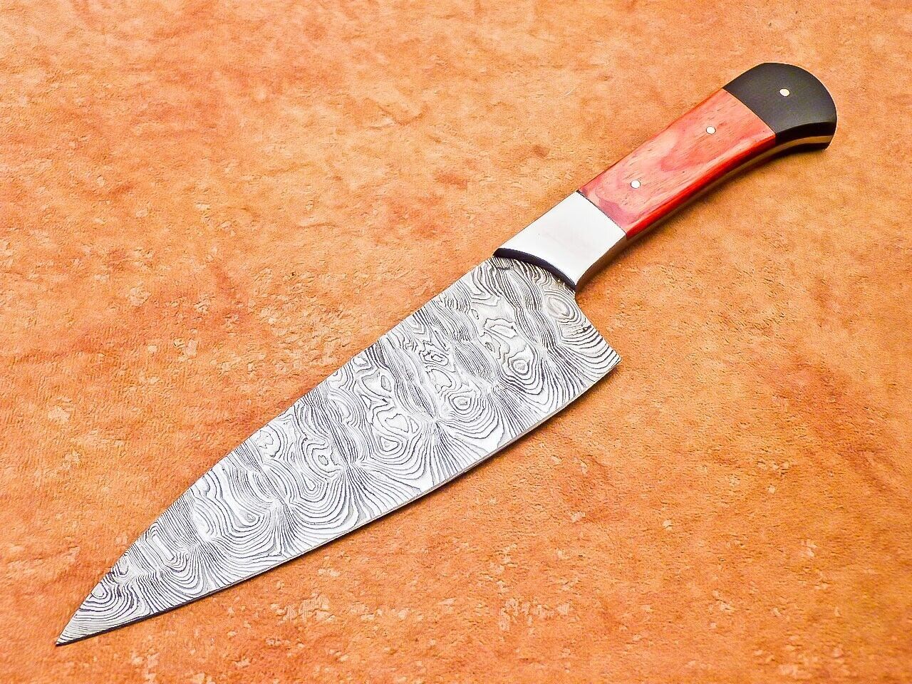 Handmade 12" Damascus Steel Chef Knife with Hardwood Handle 