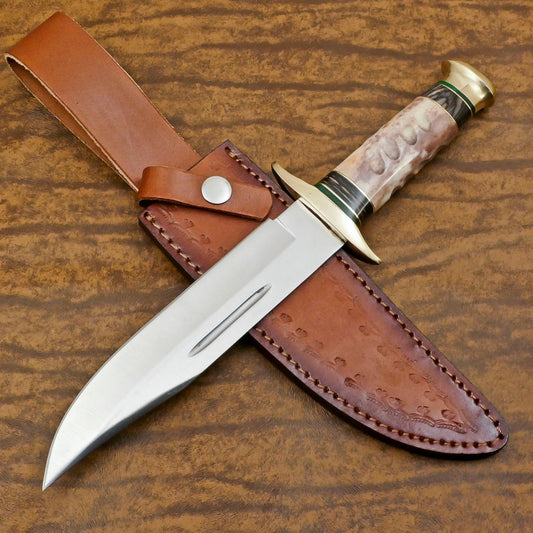 Custom Handmade 12 Inch D2 Steel Blade Hunting Bowie Camping Knife – Full Tang Survival Knife