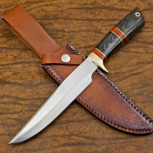 Handmade 12 Inch D2 Steel Bowie Camping Hunting Knife – Pakka Wood Handle
