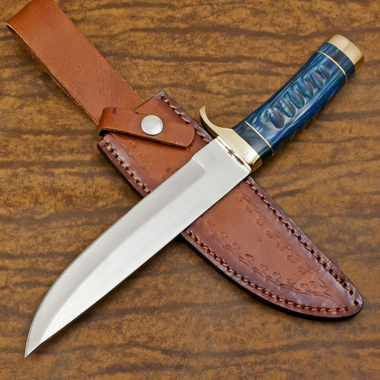 Handmade 12 Inch D2 Steel Bowie Camping Hunting Knife with Pakka Wood Handle