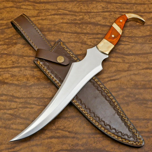 Handmade 12 Inch D2 Steel Full Tang Bowie Hunting Knife – Pakka Wood Handle