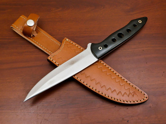 Handmade 12 Inch D2 Steel Full Tang Bowie Hunting Knife – Pakka Wood Handle Outdoor Blade