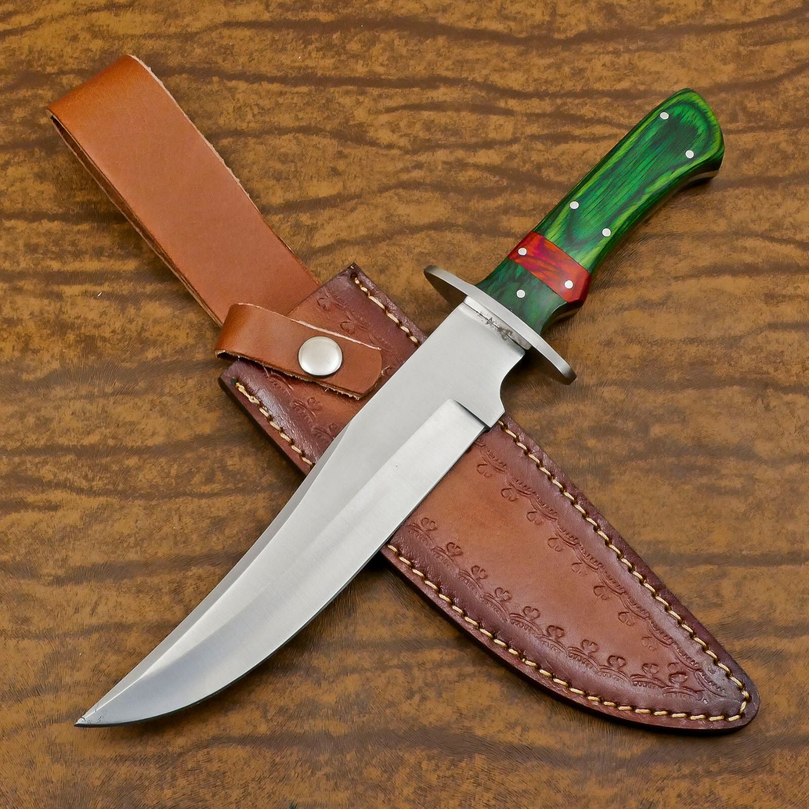 Handmade 12 Inch D2 Steel Full Tang Bowie Hunting Knife – Pakka Wood Handle Survival Blade
