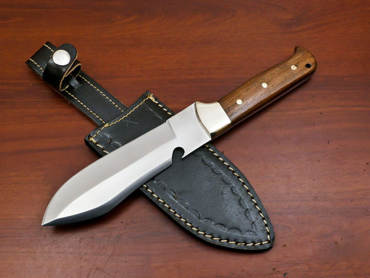 Handmade 12 Inch D2 Steel Full Tang Bowie Hunting Knife – Rosewood Handle