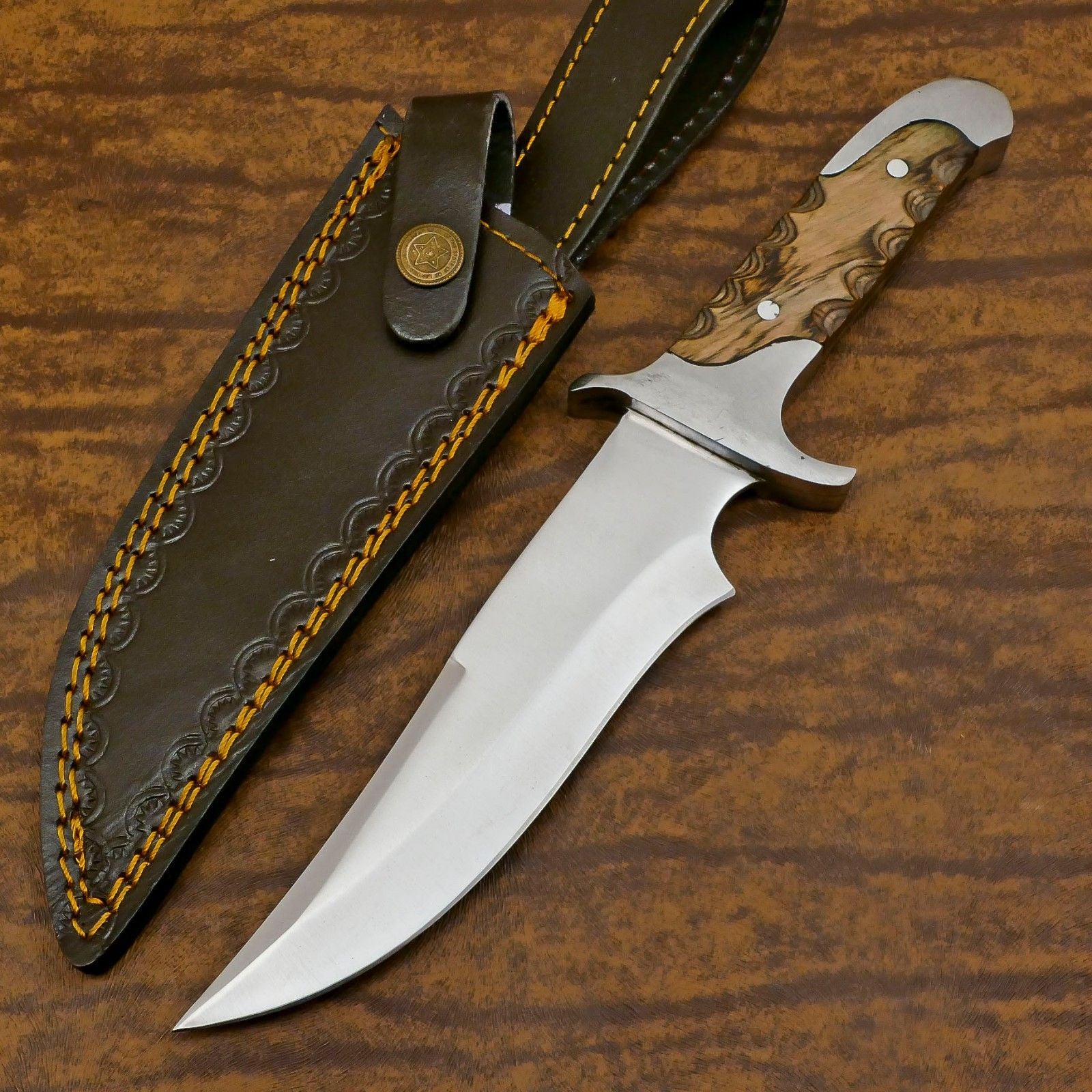 Handmade 12 Inch D2 Steel Full Tang Bowie Hunting Sport Knife – Heavy-Duty Outdoor Blade