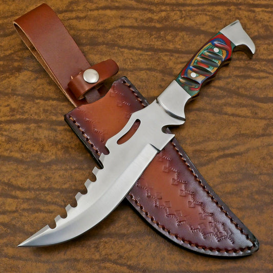 Handmade 12 Inch D2 Steel Hunting Bowie Knife – Full Tang Outdoor Survival Blade