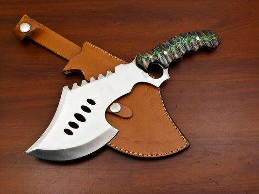 Handmade 12 Inch Full Tang Chopper Bowie Knife – D2 Steel with Custom Pakka Wood Handle