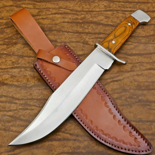 Handmade 13-Inch D2 Steel Full Tang Bowie Hunting Knife with Premium Pakka Wood Handle