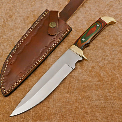 Handmade 13" Custom D2 Steel Full Tang Bowie Knife With Pakkawood Handle