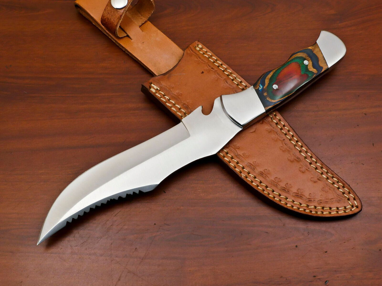 Handmade 13" D2 Steel Best Bowie Knife Full Tang Bowie Knife With Wood Handle